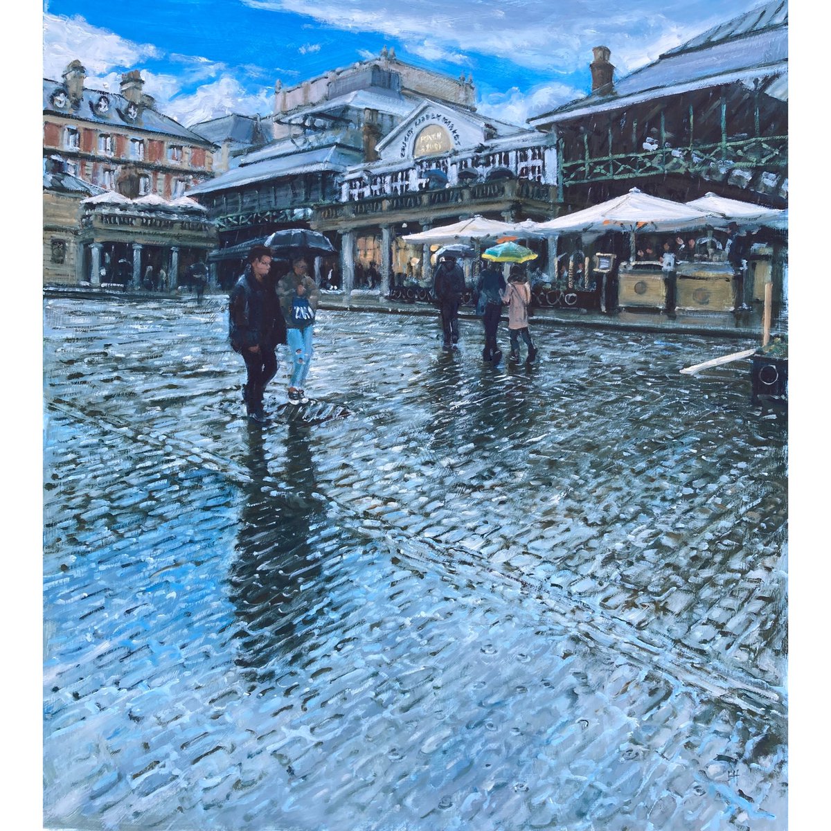 benhughesart's tweet photo. #coventgarden #rainyday #reflections #londonpainting #oilpainting #art #bathartists #bathartistsstudios #bearflatartists #coventgardenmarket #punchandjudy https://t.co/ANn5jROcxk