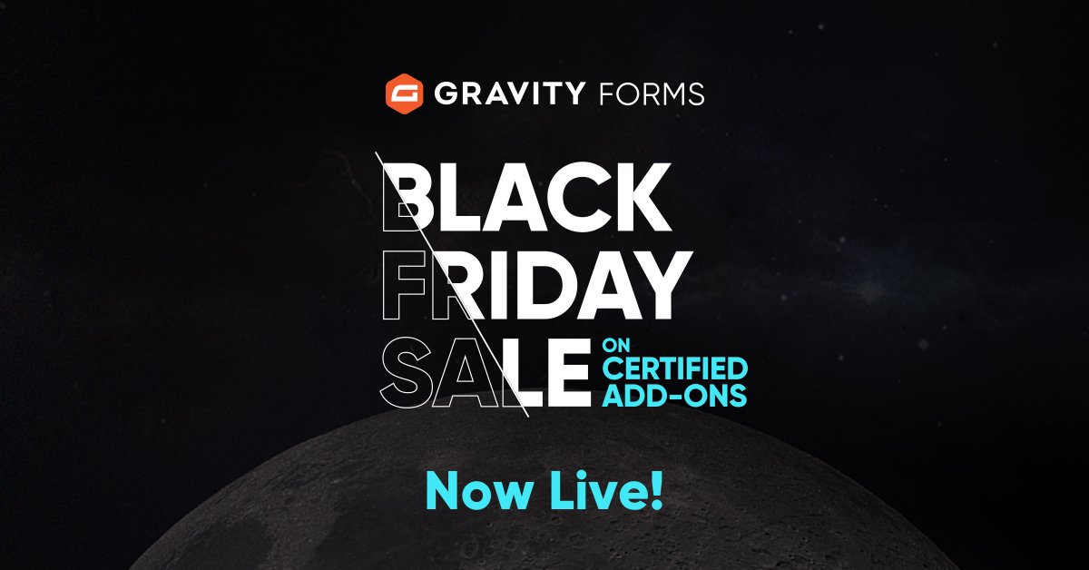 Black Friday Certified Add-On Discounts

With discounts on a wide assortment of Gravity Forms Certified Add-Ons, there has never been a better time to extend and enhance your forms!

gravityfor.ms/30XXaoF

#WordPress #GravityForms #BlackFridayDeals #BlackFridaySales
