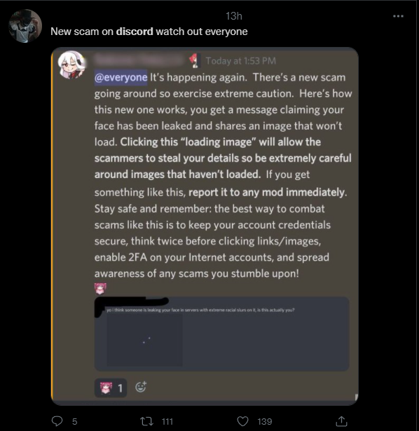 BloodedTruth's tweet photo. Hm, how interesting.

The crypto dance of Verewigte Holle having more exposure than a new scam that invades privacy?

I know money is what makes the world goes around, but Jesus Christ, when all I see under Discord are NFT and Money Giveaways, I can't see through your green shit– https://t.co/RhV2rvKuVk