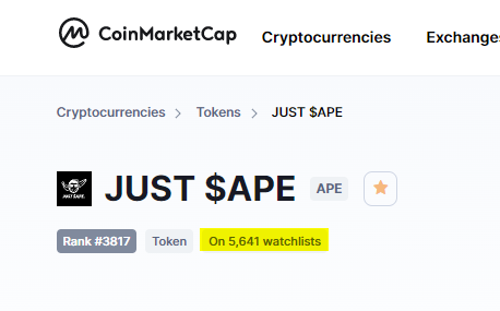 justaped's tweet photo. Probably nothing.... 👀👀🦧

Just $APE on CoinMarketCap now.

#justape #cryptocurrency #cryptocurrencies #memecoin #LFG #culture #doge #ape https://t.co/BxWGVRKBpo