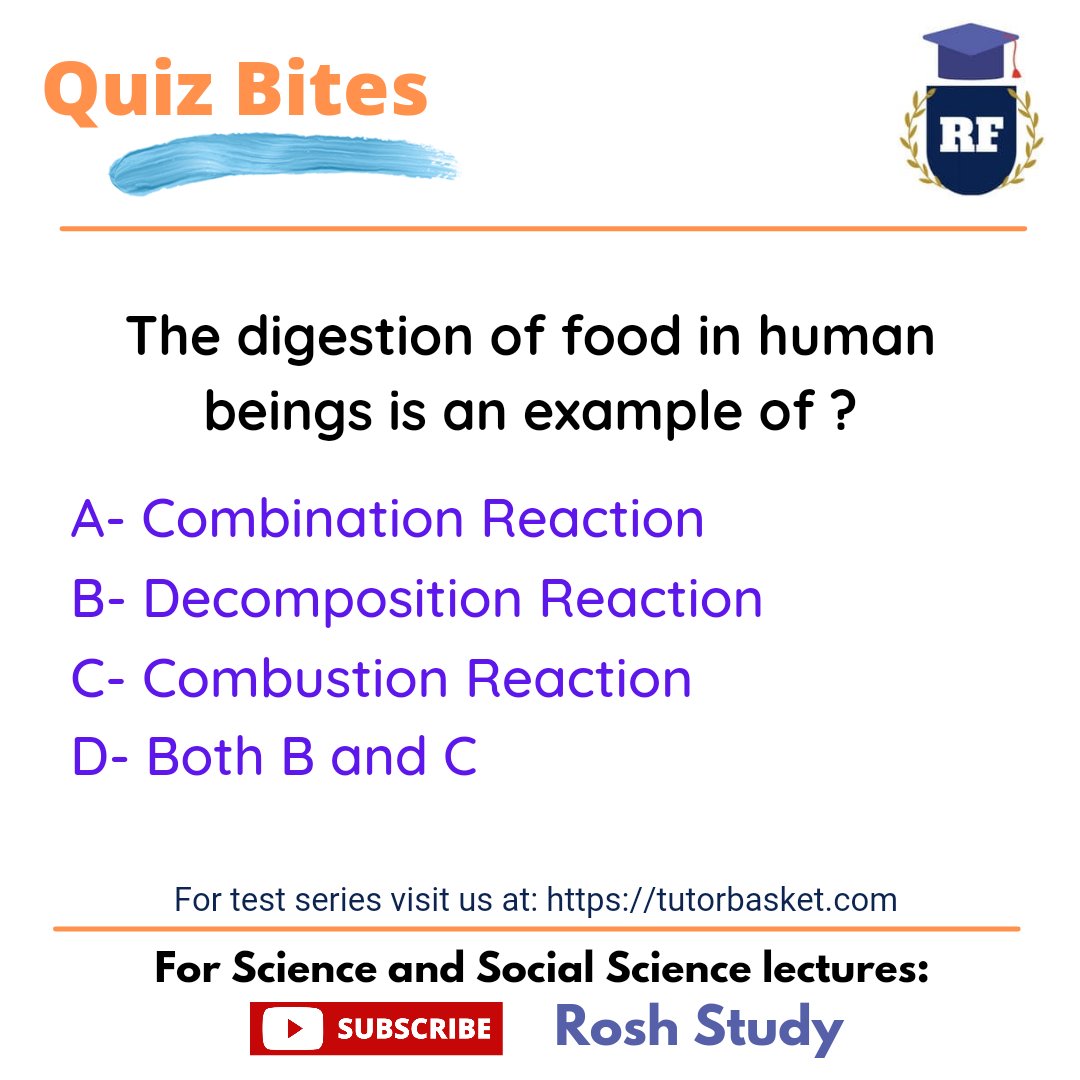 RoshStudy's tweet photo. Quiz Bites: The digestion of food in human beings is an example of
#Human #Biology #QuestionOfTheDay https://t.co/sYN4Aj3h1d