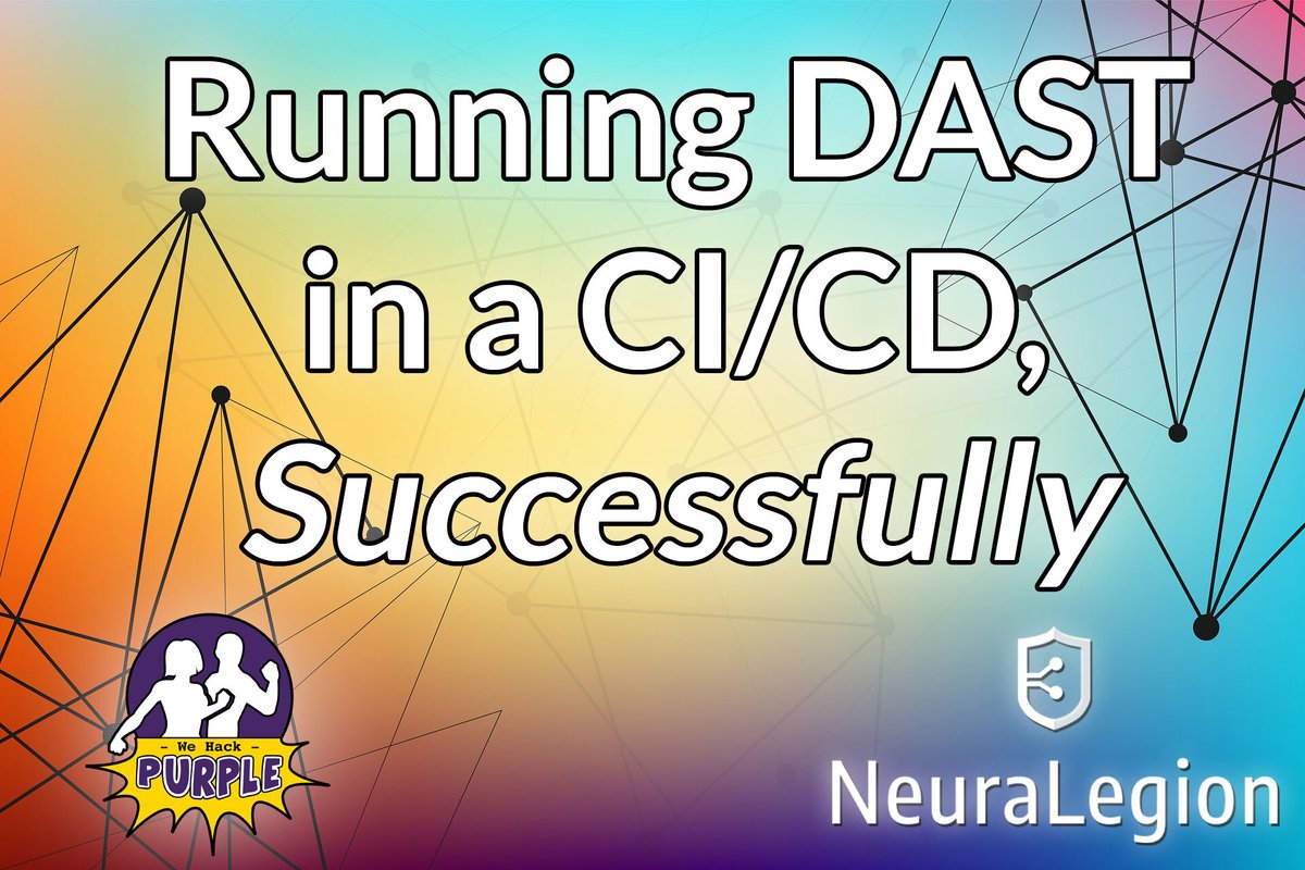 Want to learn how to run a DAST in a CI/CD, successfully? 

If so, be sure to sign up for this FREE course, Jointly created by #WeHackPurple and <a href="/NeuraLegion/">NeuraLegion</a>! Sign up TODAY to participate in hands-on labs using free trials and open source software! 🤩

ow.ly/nO6O50GSpJX