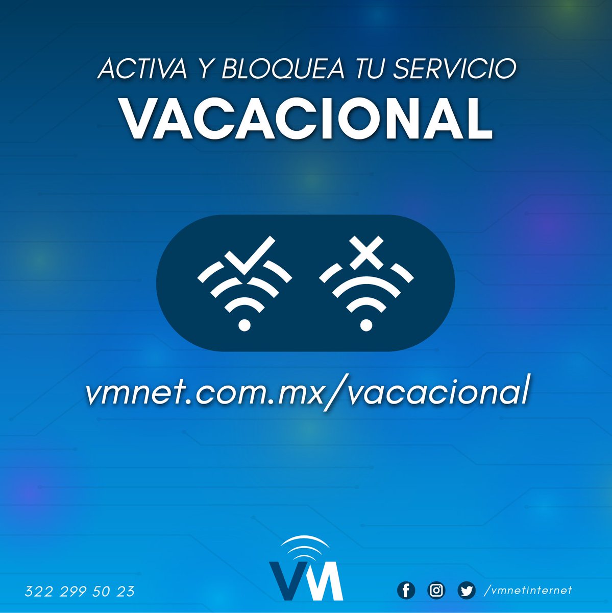 vmnetinternet's tweet photo. Programa tu activación y bloqueo del servicio #vacacional desde nuestro sitio web.

Haz tu solicitud con mínimo 24hrs antes⏰⬇️
🌐https://t.co/pl1h35VOEU

#vmnet #wifi #internet #holidays #puertovallarta #bucerias #nuevovallarta https://t.co/X5zIozkFMp