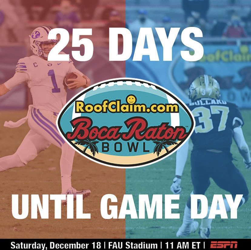 RoofClaimUS's tweet photo. Only 25 days until the @BocaBowl π ! Grab your tickets today! #ProudSponsor #ProtectionMadeSimple https://t.co/5e7yWVfqri
