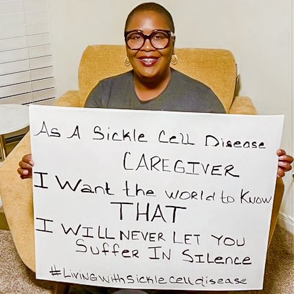 genetix_biotx's tweet photo. What do you want the world to know about #LivingWithSCD? Tell us in the replies. ⬇️  

bluebird bio Director of Patient Advocacy and #SCD caregiver Tonya Prince wants you to know that she will never let her loved one suffer in silence. #NationalFamilyCaregiversMonth https://t.co/dtDObXAlon
