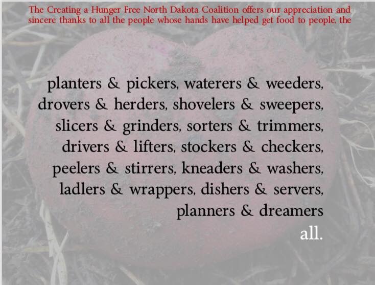 With thanks for
planters &amp; pickers
waterers &amp; weeders
drovers &amp; herders
shovelers &amp; sweepers
slicers &amp; grinders
sorters &amp; trimmers
drivers &amp; lifters
stockers &amp; checkers
peelers &amp; stirrers
kneaders &amp; washers
ladlers &amp; wrappers
dishers &amp; servers
planners &amp; dreamers
all