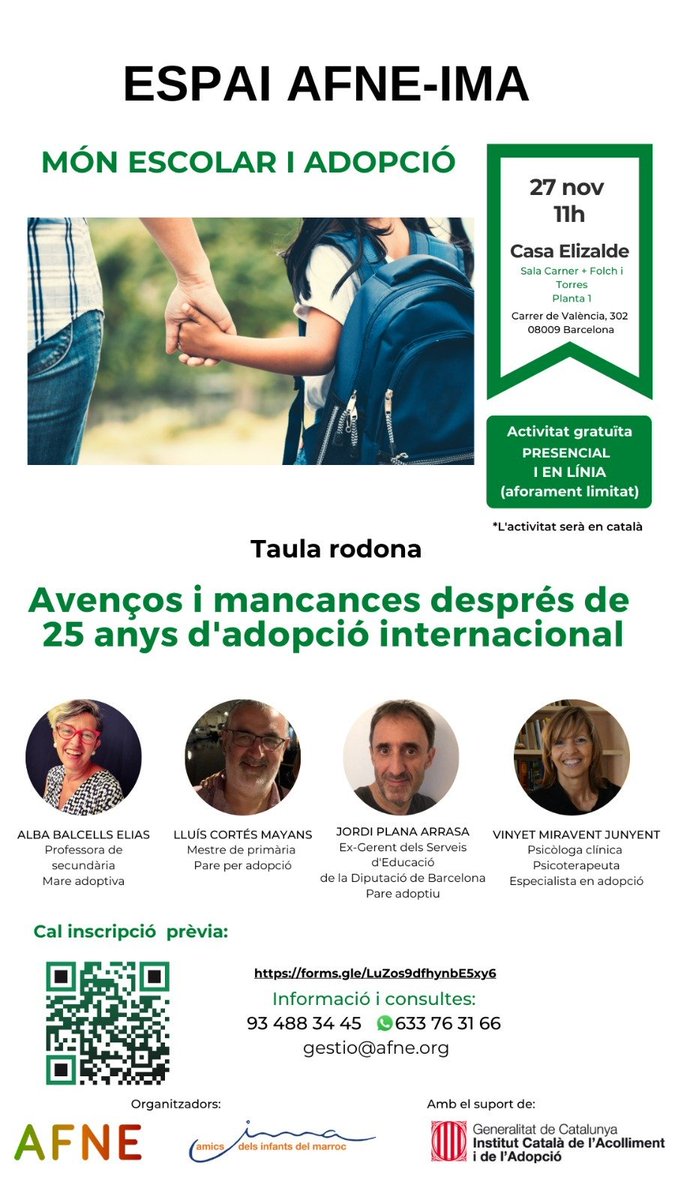 kizz10k's tweet photo. 💙Dissabte 27 11h. "Món escolar i adopció"
Una trobada per compartir vivències organitzada per @afne_org @ima_aminfmarroc a la @casaelizalde
👉Info: https://t.co/JdTr9bmMAR
👉Inscripcions: https://t.co/CXeppGSKBx
#AFNE #EspaiAFNE #postadopció #escola
📡 Cal inscripció prèvia 💥 https://t.co/6yWDI39lIE