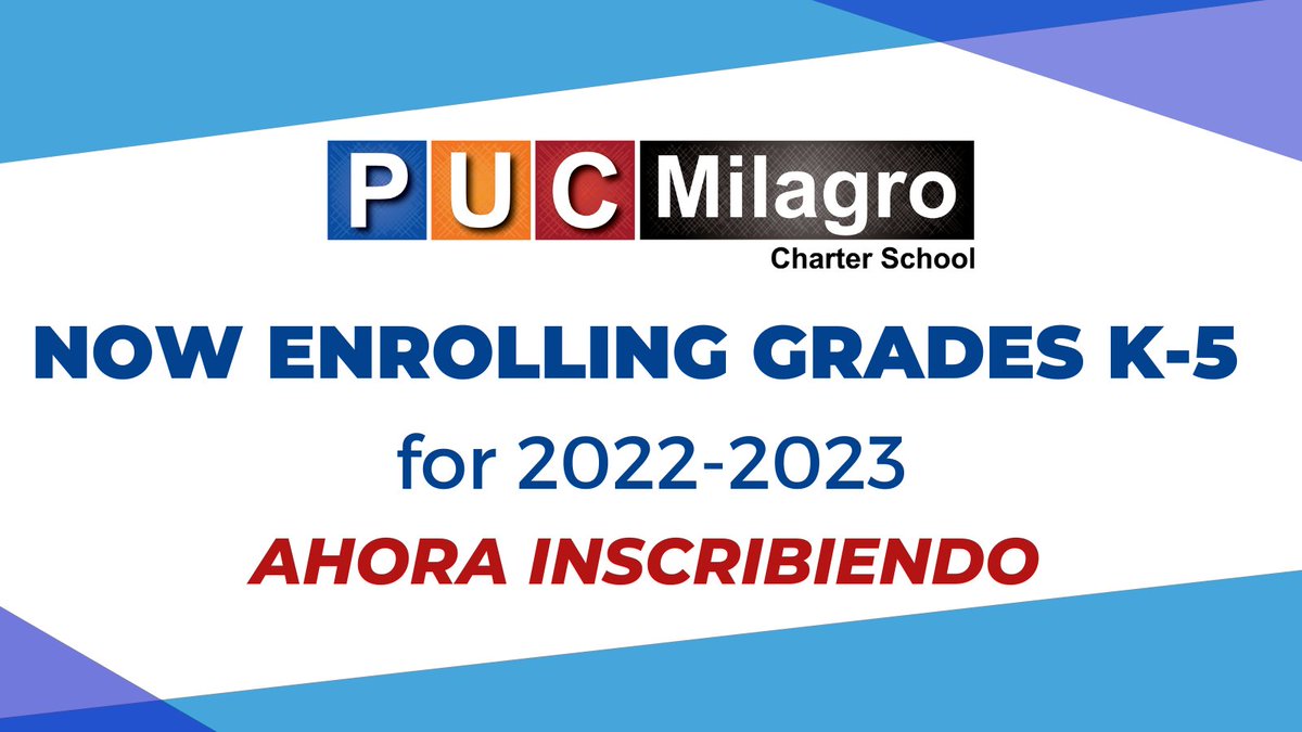 pucmilagrocs's tweet photo. We are now enrolling for the 2022-2023 school year! Our lottery window closes February 11.

¡Ahora nos estamos inscribiendo para el año escolar 2022-2023! Nuestra ventana de lotería se cierra el 11 de febrero.

Apply today/Aplique hoy: https://t.co/6n1d0YbKSH https://t.co/Rf5878gyaC