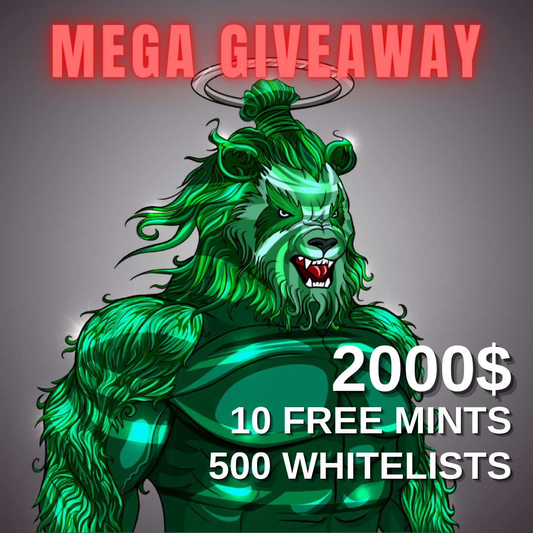 🔥🎉 MEGA GIVEAWAY 🎉🔥

2000$ TO WIN
10 FREE NFTs
500 WHITELISTS

To enter:
✅Follow @metapandas
✅Tag 2 friends &amp; RT

👉Winners will be announced on Discord: discord.gg/dRTQvTYRGG

#NFT #NFTs #NFTgiveaway #NFTgiveaways #Solanart #SolanaNFT #solana