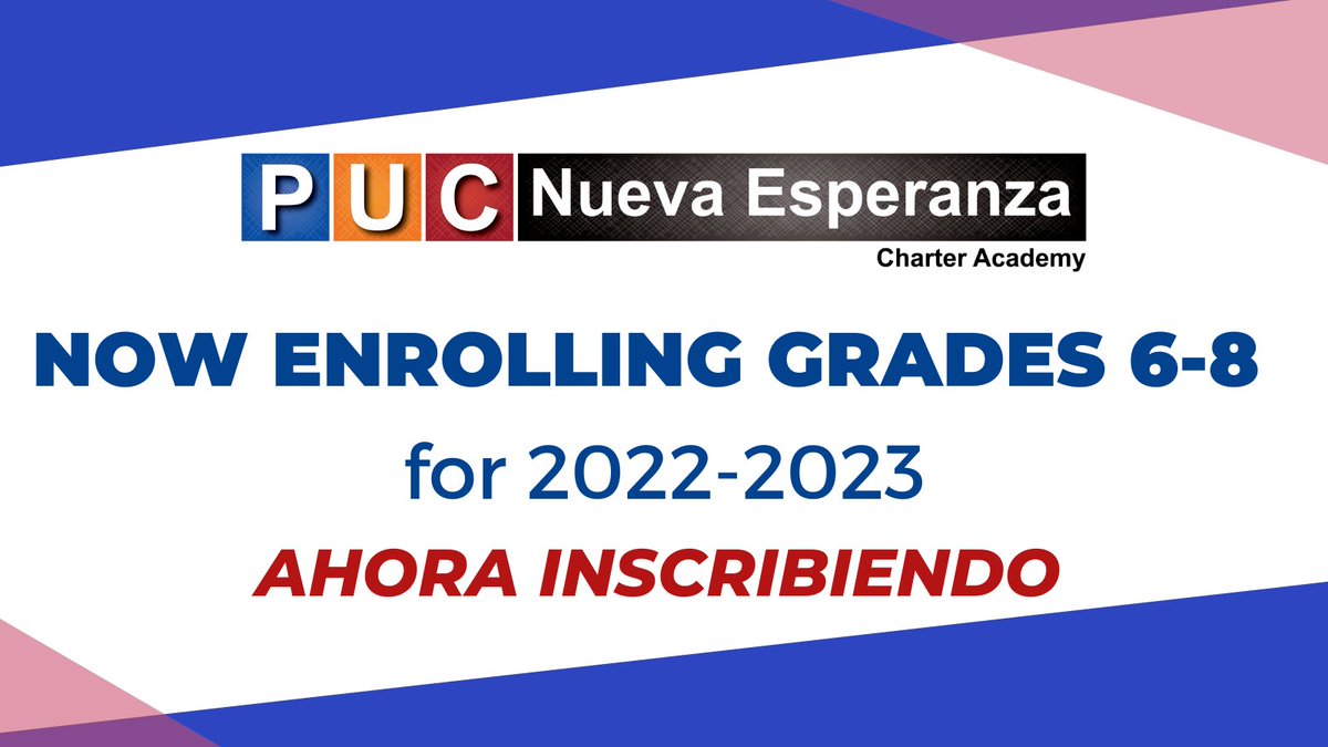 pucneca's tweet photo. We are now enrolling for the 2022-2023 school year! Our lottery window closes February 11.

¡Ahora nos estamos inscribiendo para el año escolar 2022-2023! Nuestra ventana de lotería se cierra el 11 de febrero.

Apply today/Aplique hoy: https://t.co/ctYqWEVQkq https://t.co/k7FXC8y6tH
