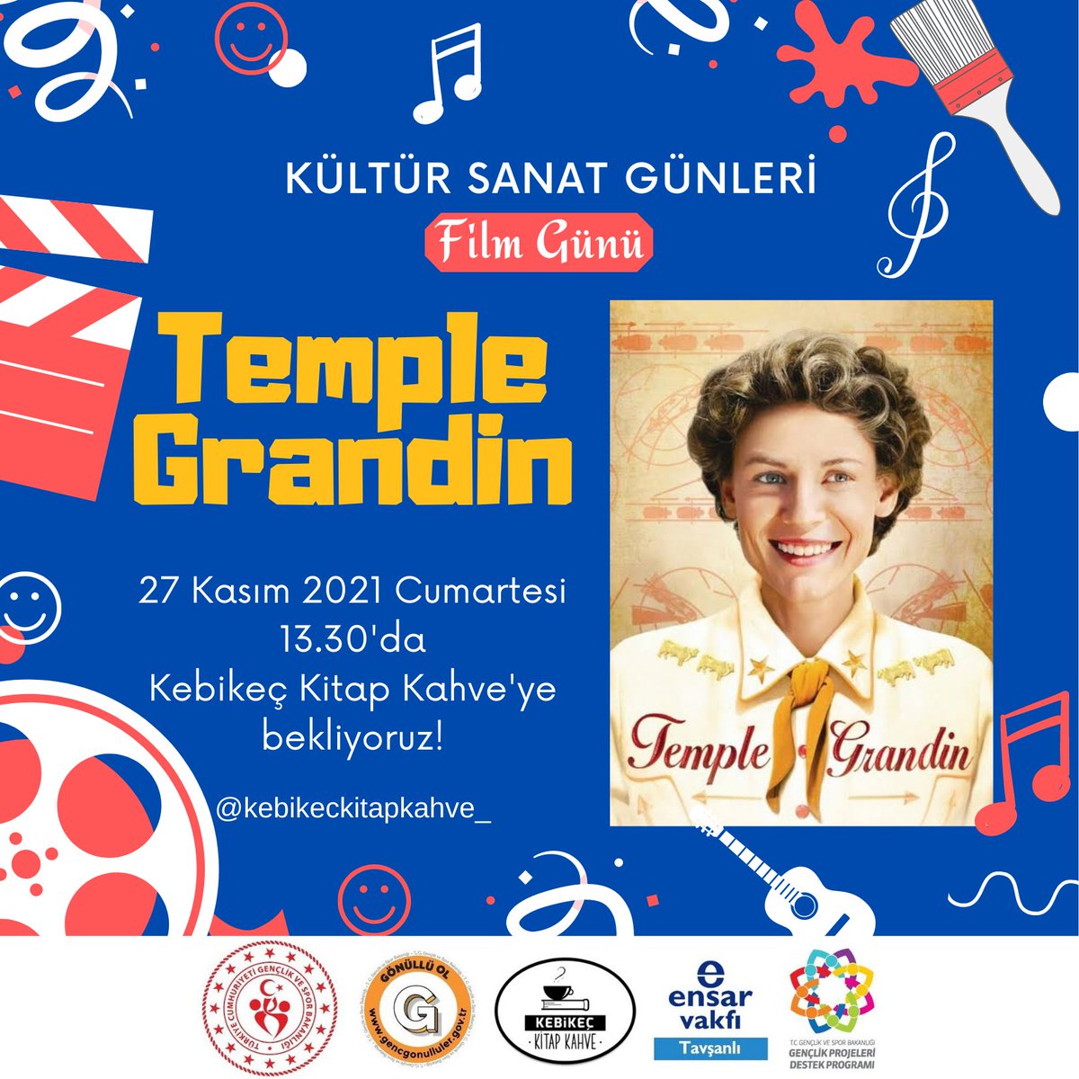 Kebikeç Kültür Sanat Etkinliklerinin ilkini düzenlediğimiz film gününde sen de yanımızda ol! 27 Kasım Cumartesi günü saat 13.30'da Temple Grandin filmini izlemek için bekliyoruz. #kebikeckitapkahve_ #templegrandin