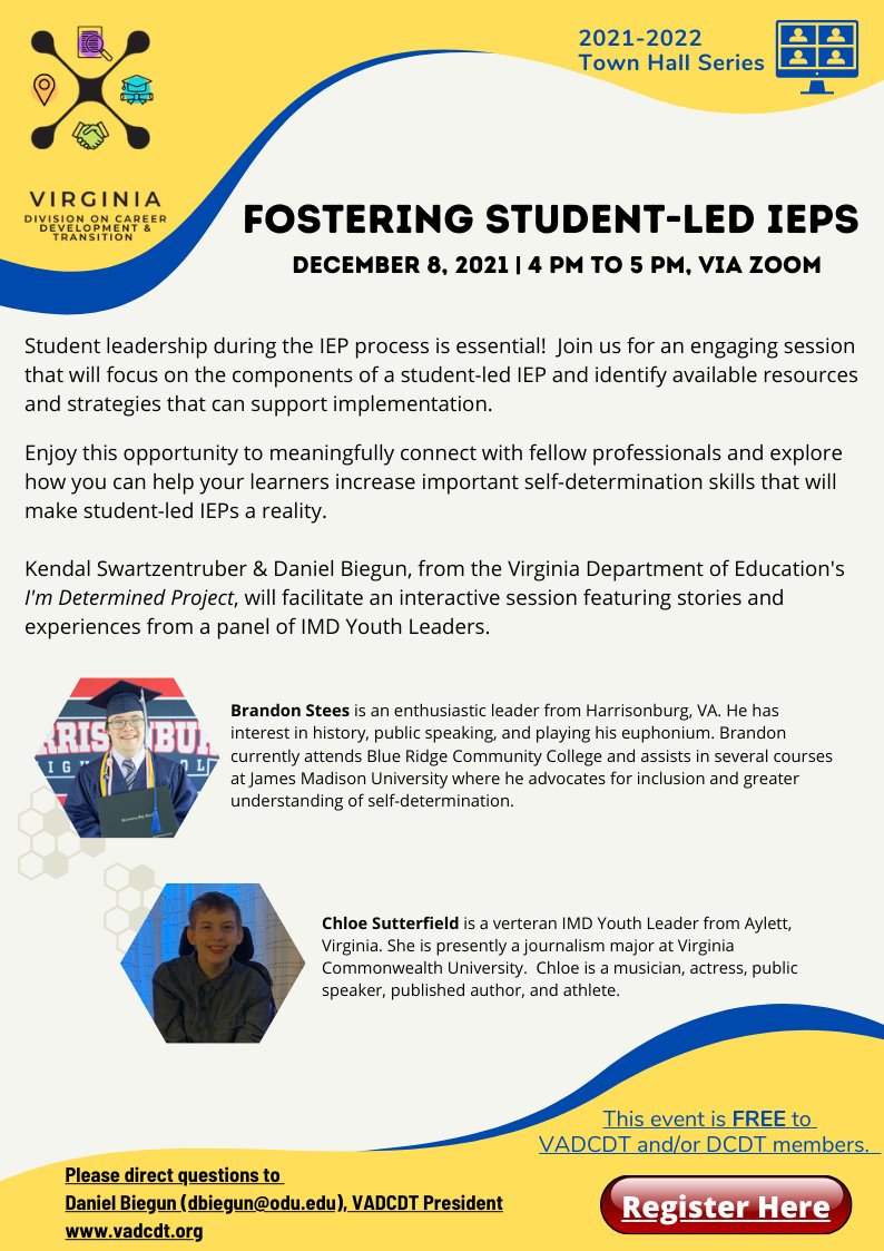 vadcdt's tweet photo. VA DCDT is thankful to be able to share FREE PD with all VA DCDT members. Not a member? Register for a small fee or #JoinVADCDT https://t.co/7X31MeJycB