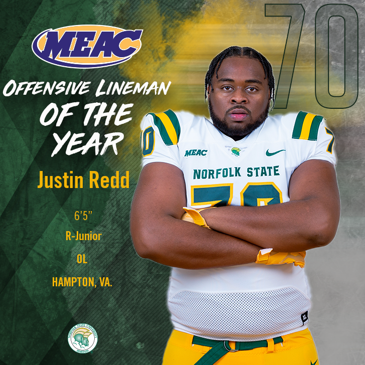 NSUSpartans's tweet photo. 🚨 All-MEAC Alert🚨

A school-record 18 Spartans were named to All-MEAC football teams on Tuesday.

J.J. Davis (Rookie) and Justin Redd (OL) take top honors

Read more 🔗 ⤵️
https://t.co/WMrHkCEgOx https://t.co/BsRWEuaofW