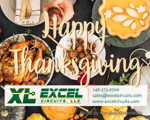 Excel Circuits, LLC (@circuitsllc) on Twitter photo We hope you can spend time with loved ones during the holiday season.
Our office will be closed Thursday & Friday, Nov. 25 & 26 to celebrate Thanksgiving.
We’ll be back Monday morning, Nov. 29.
CALL 248.373.0700
Sales@Excelcircuits.com
excelcircuits.com We hope you can spend time with loved ones during the holiday season.
Our office will be closed Thursday & Friday, Nov. 25 & 26 to celebrate Thanksgiving.
We’ll be back Monday morning, Nov. 29.
CALL 248.373.0700
Sales@Excelcircuits.com
excelcircuits.com