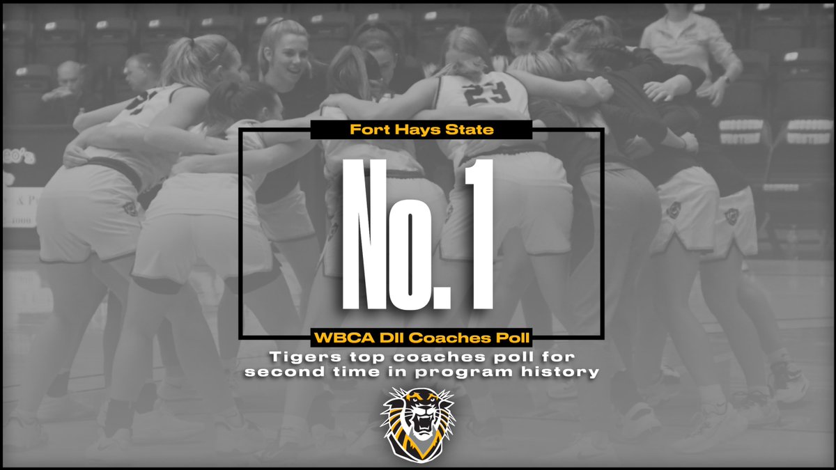 FHSUWBB's tweet photo. For the second time in team history, the Tigers sit atop the @WBCA1981 Division II Coaches Poll!

Come see your TOP RANKED TIGERS tonight at 5:30 p.m. inside Gross Memorial Coliseum!

#DefendTheFort https://t.co/3lMg4UEeuQ