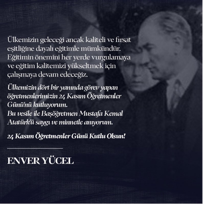 24 Kasım Öğretmenler Günü Kutlu Olsun!