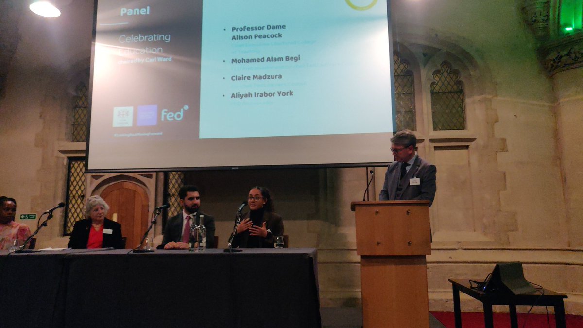 I started <a href="/ThePupilPower/">Pupil Power</a>
when I was in Y11, says @aliyahiyork 
"Education is important, I thought why am I not at the table fighting against funding cuts? Now I'm mobilising young voices.
I want you to leave here tonight &amp; rethink the next 150 years." <a href="/FED_150/">FED150</a> <a href="/Fededucation/">The Foundation for Education Development</a>