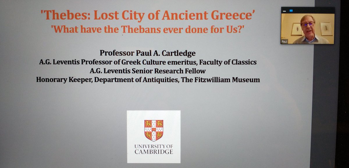 Another fantastic online event organised by <a href="/classicsforall/">Classics for All</a> - this time Prof Paul Cartledge talking about Thebes. Thanks to everyone, an excellent session.