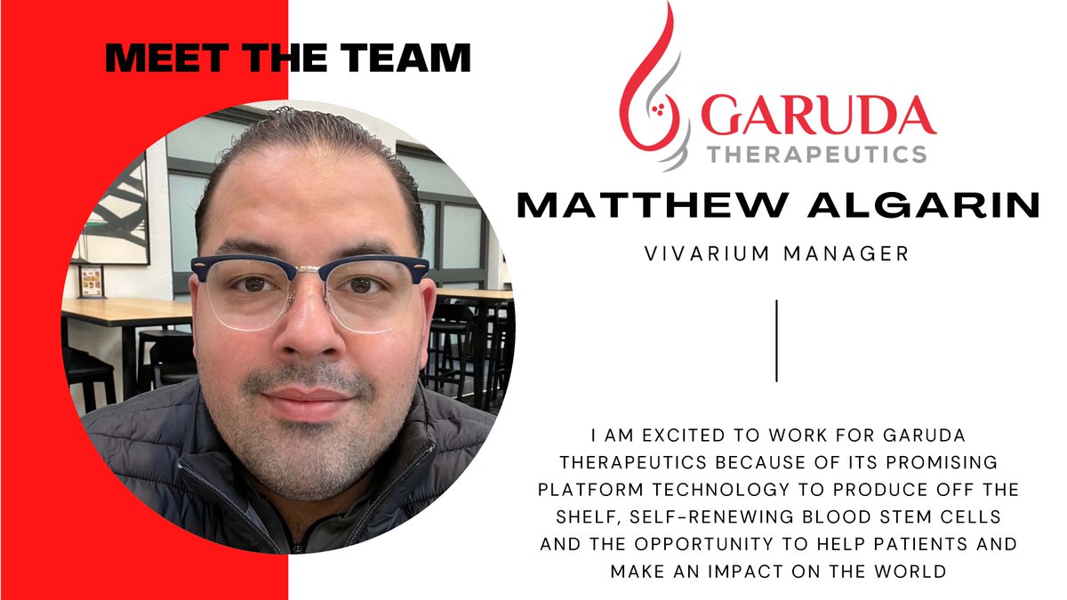 We are excited to introduce our team! Meet Matthew Algarin, our Vivarium Manager. #GarudaTx