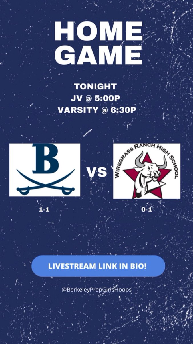 BPS_GBasketball's tweet photo. GAME DAY‼️🔥🏀

🏀 vs Wiregrass Ranch
⏱ 5:00p/6:30p
📍 Berkeley Prep

#wbb #girlshoops #prepgirlshoops #hoops #floridabasketball #tampa #issabucket #basketball #berkeleyprep #gobucs #bleedblue https://t.co/aKvMUmpznB