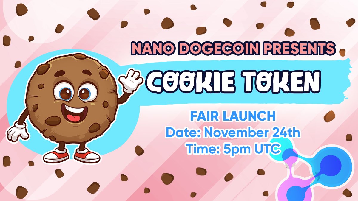 NanoINDC's tweet photo. 🍪 COOKIE GIVEAWAY🍪

To celebrate our launch on November 24th @NanoINDC will be giving away $100 to three people that like, comment and retweet this post 🤩

Cookie launches November 24th at 5pm UTC ✅

💬TG: https://t.co/S68Xv1KTUN

#Cookie #NanoDogecoin #BSC  #altcoins #BNB https://t.co/oICQlr0RHf