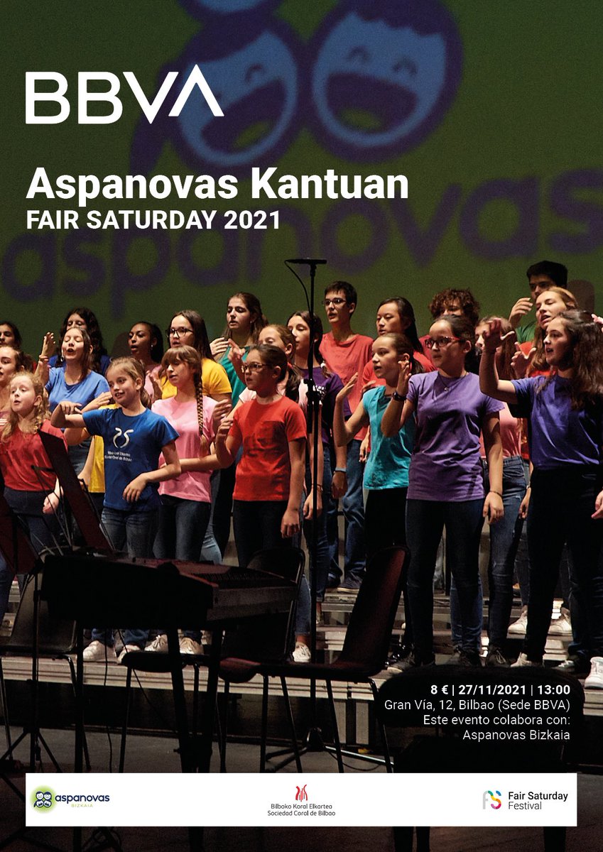 sdadcoralbilbao's tweet photo. Además del evento inaugural de Fair Saturday que ya os avanzamos, nuestro Coro Infantil canta en la sede central de BBVA por y para los niños de Aspanovas que luchan contra el cáncer! 🙌 #FS21 | @bbva | @FairSaturday | @aspanovas https://t.co/jLtFHnLtEU