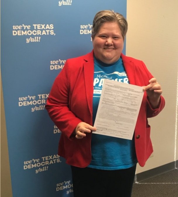 palmer4texased's tweet photo. We drove to Austin to file and I am now an official candidate for the Democratic nomination for State Board of Education of Education. https://t.co/rJWhWXnQ5d