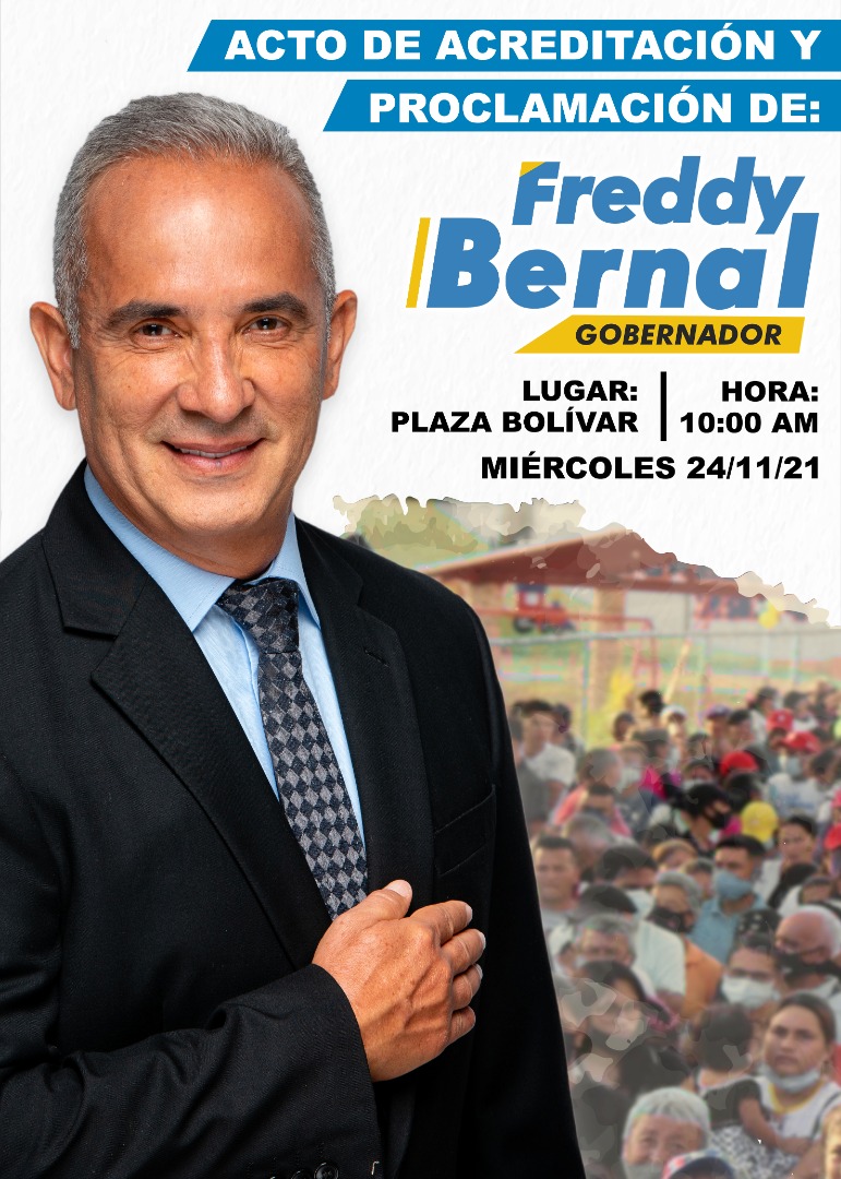 #Mie24 están invitados al acto de proclamación y acreditación  de nuestro Gobernador Freddy Alirio Bernal Rosales y Silfredo Zambrano alcalde municipio San Cristóbal. Lugar: Plaza Bolívar hora 10 am @FreddyBernal @Silfredo_SC 
*#TáchiraTieneConQue* 
*#SoyComunicadorClap