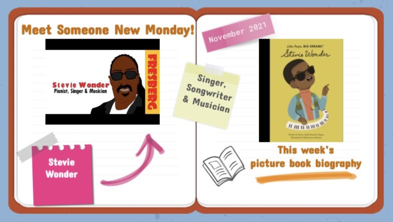 QuimbysClass's tweet photo. Yesterday, Ms. McHugh read to us about Stevie Wonder! #MeetSomeoneNewMonday 🎹 https://t.co/n6m8NodkoE