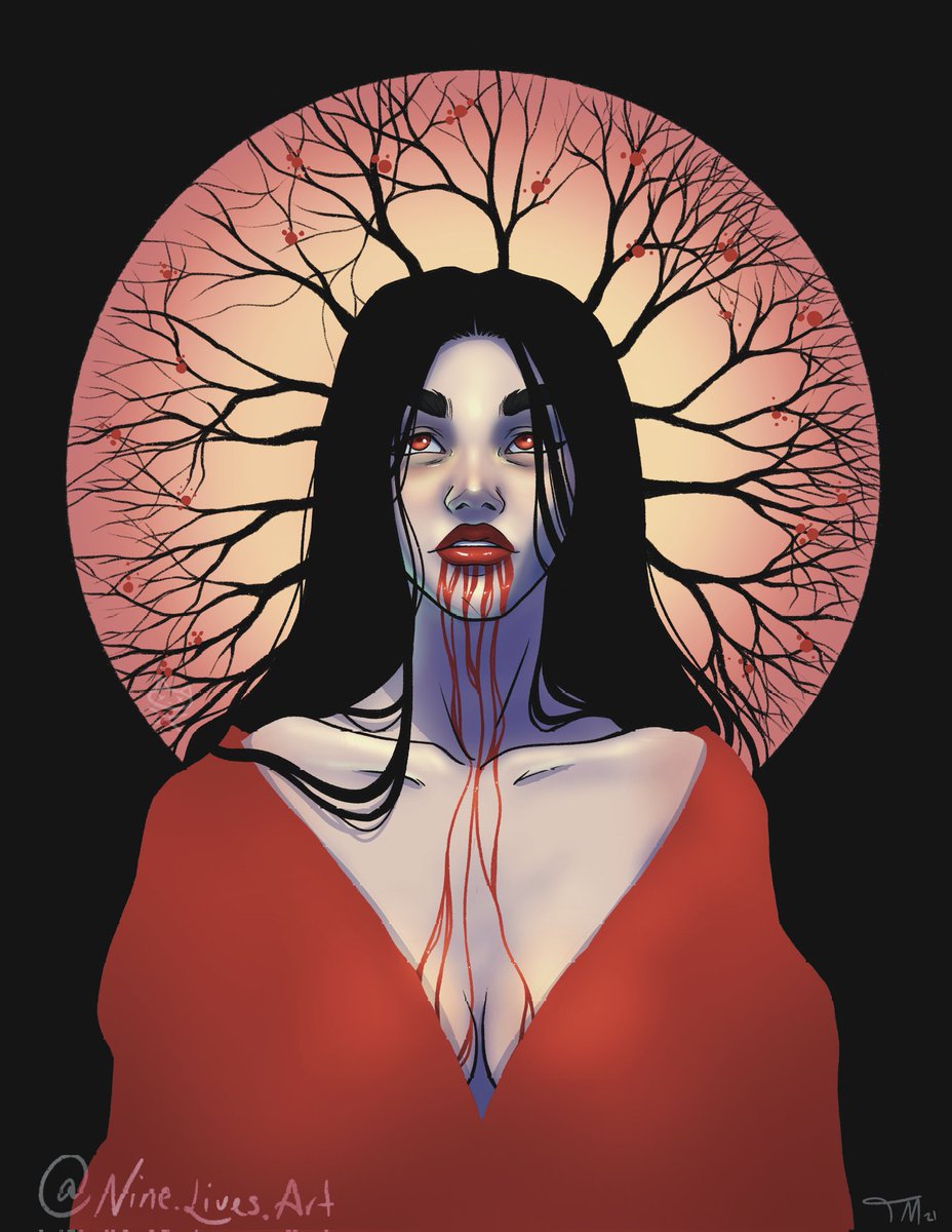 NineLivesArtist's tweet photo. Blood Moon #digitalart #procreate #ArtistOnTwitter https://t.co/mvyW0zogV6