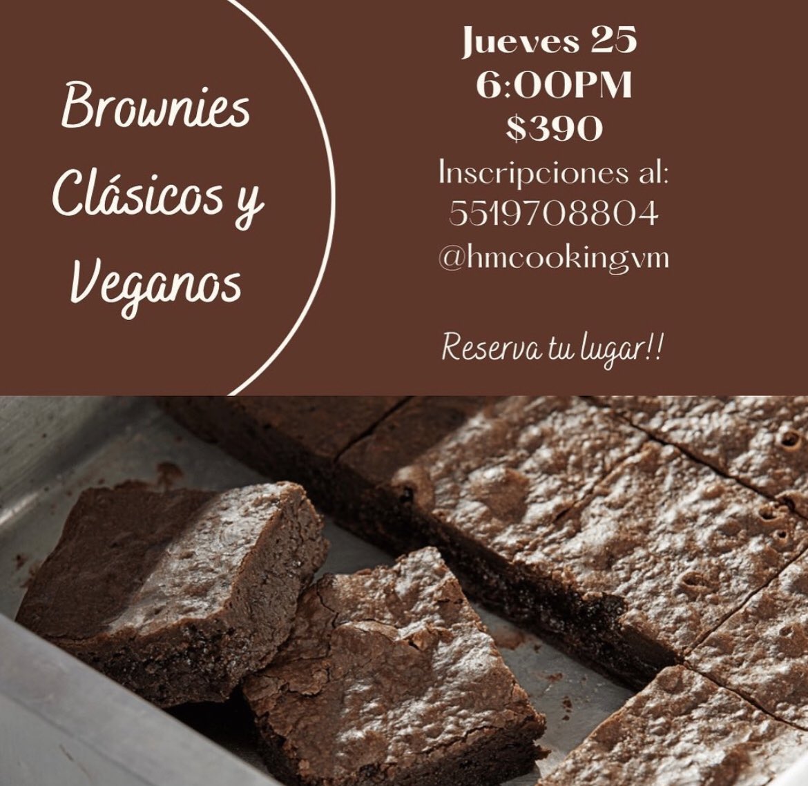 VICTORIA_BRANDA's tweet photo. @R7Bris Hola Bris! Ahora estamos haciendo clases online por si te interesa este jueves tenemos 2  de brownies, clásicos y veganos! https://t.co/3qjPolH9bE
