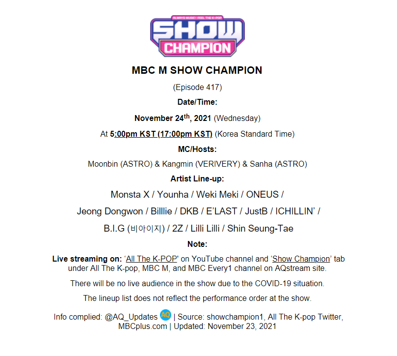 Jookyunsmom's tweet photo. Los Monsta se van a presentar en Show Champion a las 5pm kst, recuerden que en este show tenemos ALTAS probabilidades de ganar un 2win
@OfficialMonstaX
Horarios:
02:00 AM 🇲🇽🇨🇷🇸🇻🇬🇹🇭🇳🇳🇮🇧🇿
03:00 AM 🇨🇴🇪🇨🇵🇦🇵🇪🇯🇲
04:00 AM 🇧🇴🇩🇴🇭🇹🇻🇪🇬🇾🇨🇺🇵🇷
05:00 AM 🇦🇷🇧🇷🇺🇾🇨🇱🇵🇾
09:00 AM 🇪🇸 https://t.co/fJtoT7mFqK