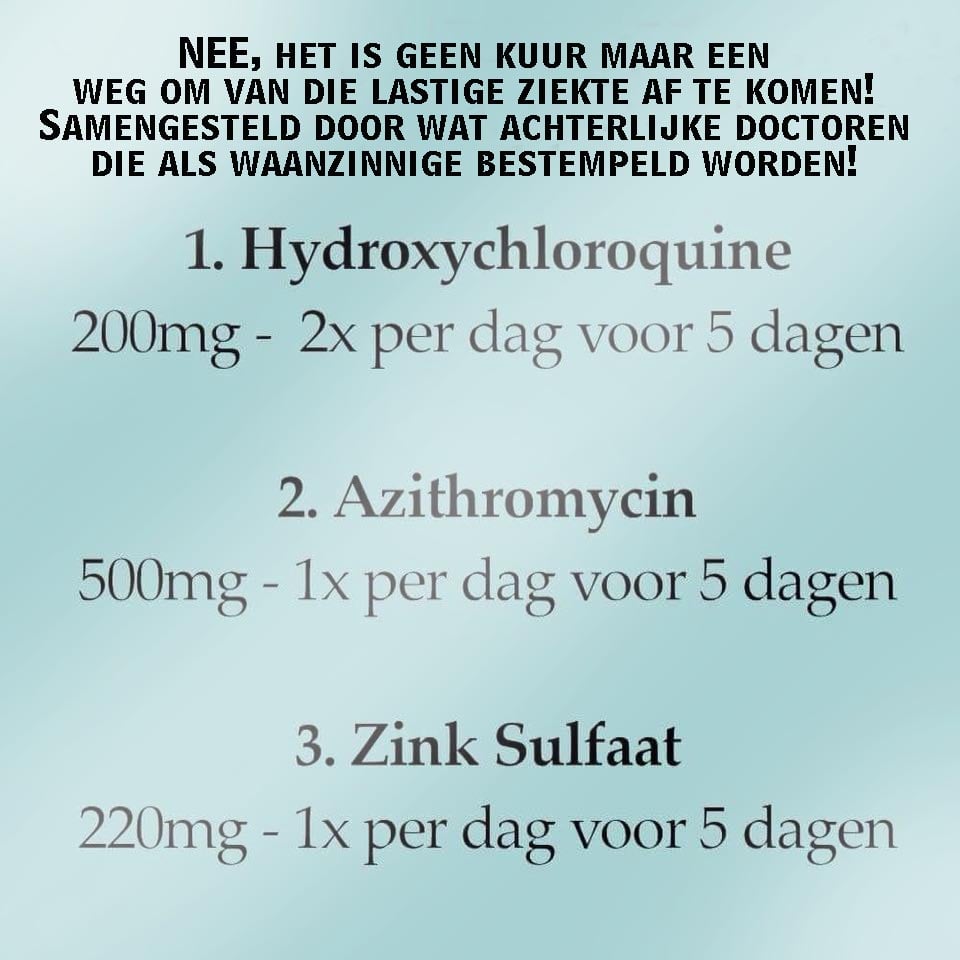 ScarlattiBomba's tweet photo. @sunnydirt @wverboom Wanneer HYDROXYCHLOROQUINE of IVERMECTINE toegediend wrdn va DAG1 in de JUISTE DOSIS=men BÍNNEN 3 DÁGEN GENÉZEN&amp;HÓEFT r NIET EENS TOT ZIEKENHUISOPNAME OVERGEGAAN te wrdn. Mr dát MÁG niet vh #KILLduo @markrutte @hugodejonge.Misschien JÍJ/JÚLLIE ns wat #FEITENKENNIS opvijzelen joh https://t.co/QhyyxqkEwK