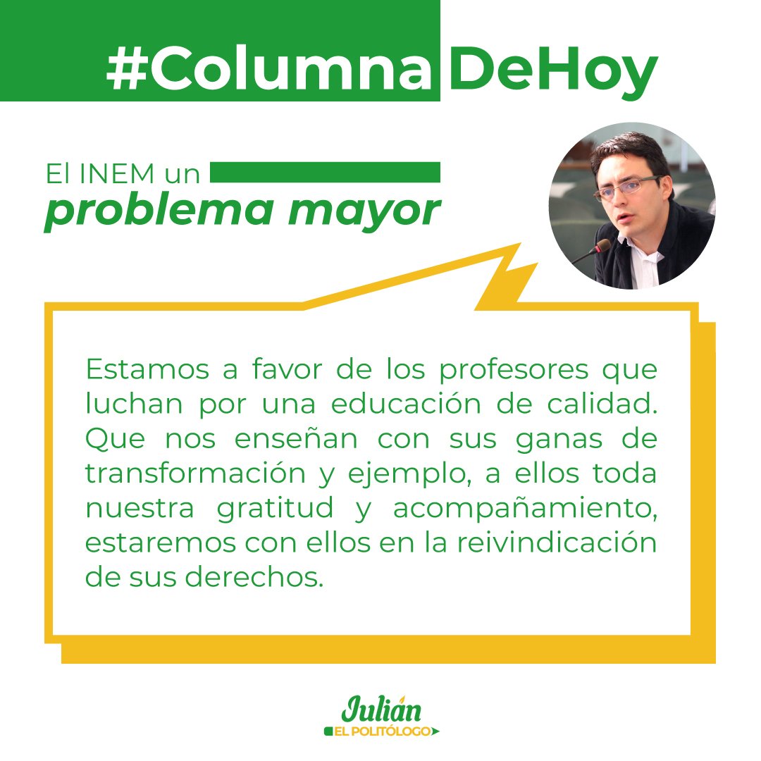 Julianelpolit's tweet photo. #ColumnaDeHoy 

La @SecEducacionMz trasladó de su cargo a tres profesores del INEM porque los consideró molestos para la Administración Municipal. @CiudadManizales

¿Qué opinas de esta decisión? 

Sobre esto escribí hoy 👇

https://t.co/t1SDgnWkxp https://t.co/3vDBHjIr3v