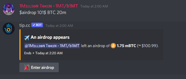 100$ airdrop in $BTC ends in 15m..
join: discord.gg/2jZVY7mF3S

#bitcoin $ETH $ADA $DOT $BNB