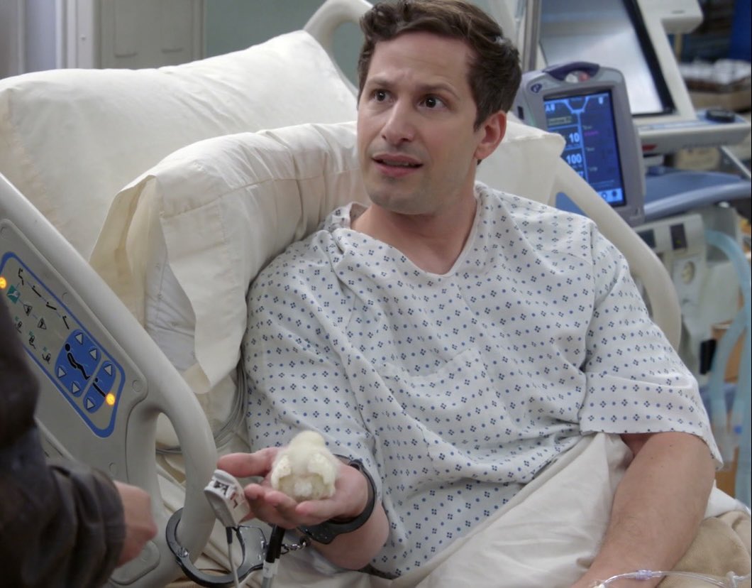 Jake Peralta com o pinto na mão