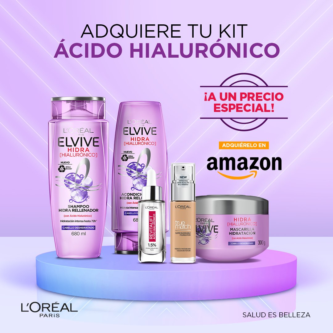 Descubre la rutina ideal con ácido hialurónico para tu piel y pelo con Revitalift y Elvive a un precio especial 💜 😱 👉 amzn.to/3HOSrWT