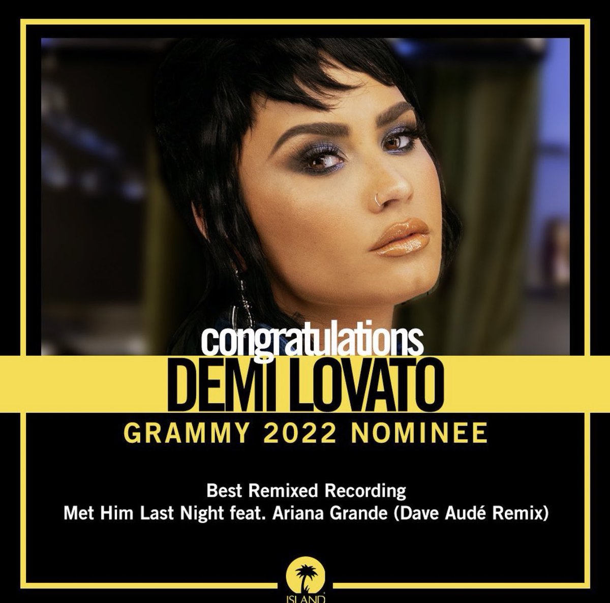 justcatchmedemi's tweet photo. ddlovato: cool beans 😎 thanks @recordingacademy! Let’s go @arianagrande @daveaude! https://t.co/Xeb7r72IYM