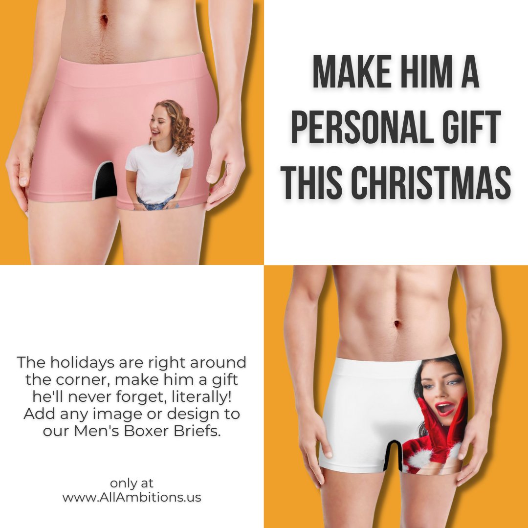 AllAmbitionsUS's tweet photo. The funny gifts that keep on giving...looks! Create custom Men's Boxer Briefs this Christmas. 😉
•
•
•
#ChristmasGift #XmasIdeas #PrintOnDemand #CustomGifts #GiftsForHim https://t.co/i4MeB76qzH