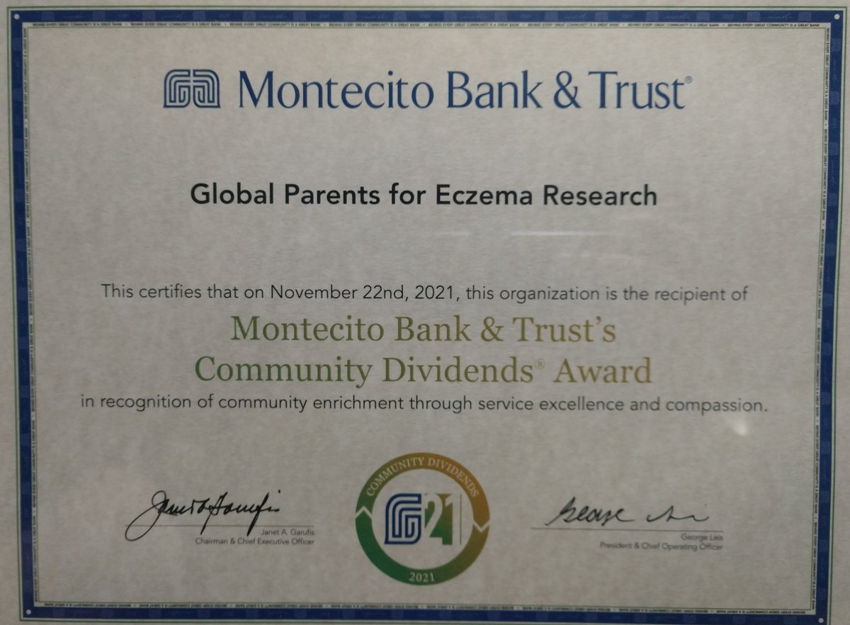 eczemaresearch's tweet photo. 👍We are so #proud to be #honored with a #CommunityDividends Award from @montecitobank &amp; Trust! 
#corporatephilanthropy #GPER #atopicdermatitis #eczemaawareness #eczemacommunity #eczemahelp https://t.co/9QSdgrbZ2d
