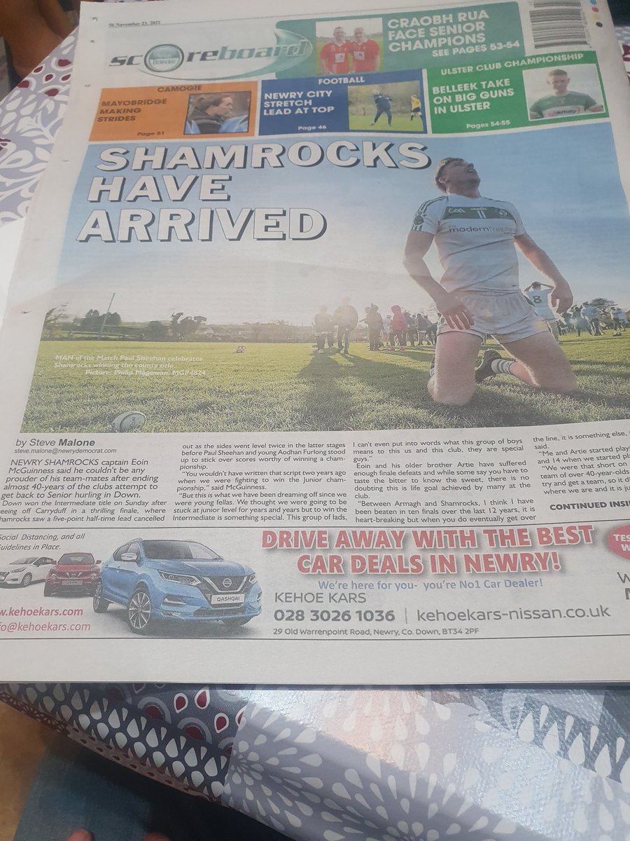 newryhurler1's tweet photo. Great coverage in @NewryDemo by @steveonthenet of @ShamrocksNewry victory in Intermediate championship,  big thanks as always to Steve for his coverage of hurling in the locality, appreciated as always 👍 https://t.co/RAIrpMtjGj