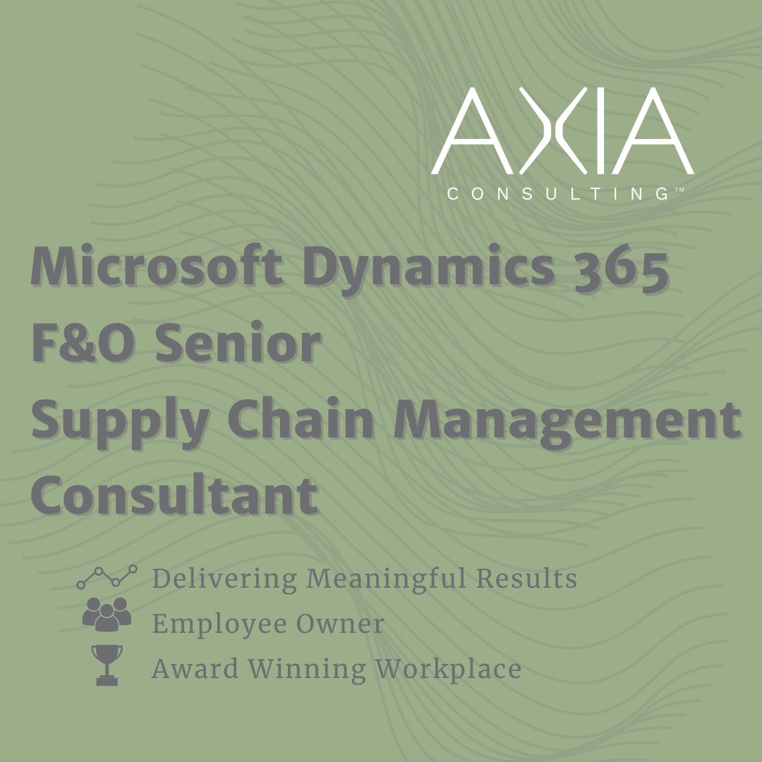 AXIAnet's tweet photo. To make the #AXIADifference, our team believes that the key to success is about high-quality people doing extraordinary work.

#AXIA is #nowhiring! Sign-on bonus is available for our next Microsoft Dynamics 365 F&amp;O Senior #SupplyChainManagementConsultant: https://t.co/Om28mYL8iO https://t.co/tUmmqDYbVJ