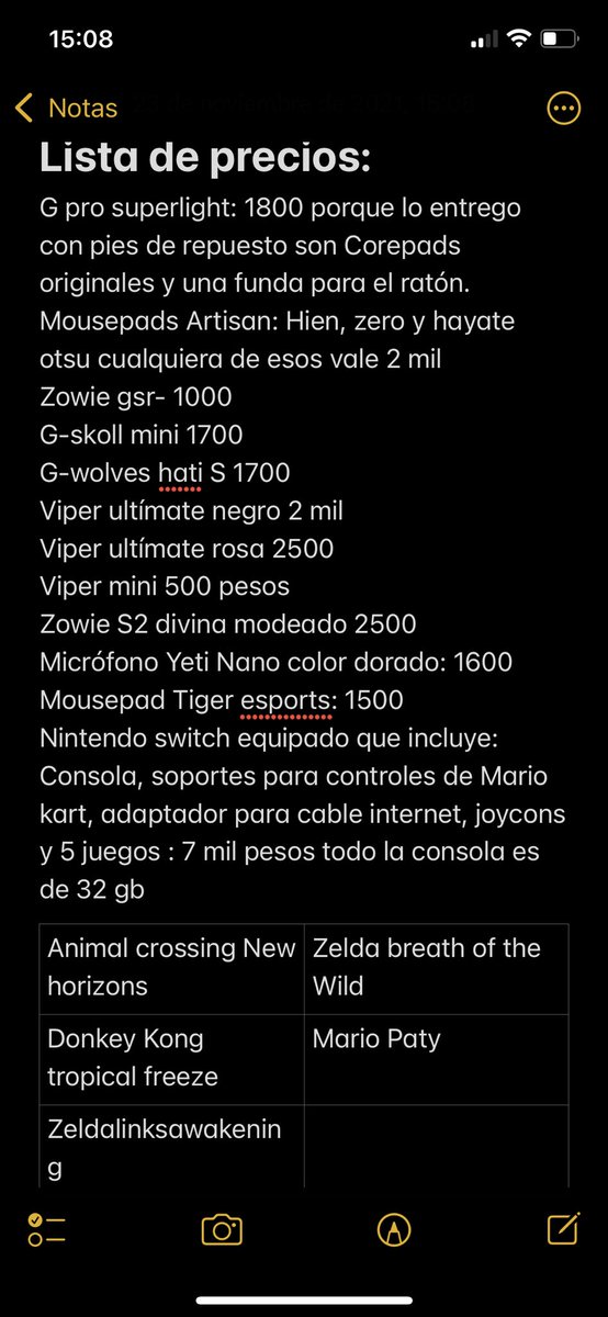 Voy a poner la lista de precios para que vayan checando me están llegando muchos mensajes y es difícil contestar a todos. 

Tengan en cuenta que los productos algunos son caros por temas de disponibilidad ya que algunos es imposible conseguirlos ahorita. Tomen en cuenta eso. 🤘🏻