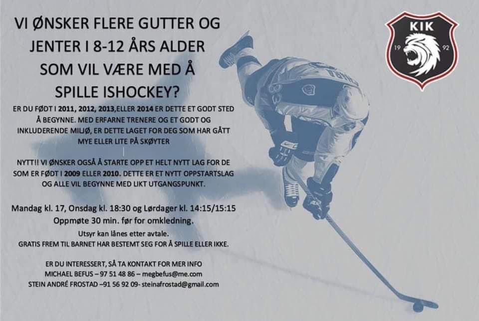 Ønsker du å spille ishockey?

Vi har plass på alle våre lag, fra hockeyskole til old boys

#KIKLions #KristiansandIshockeyklubb #IddaArena