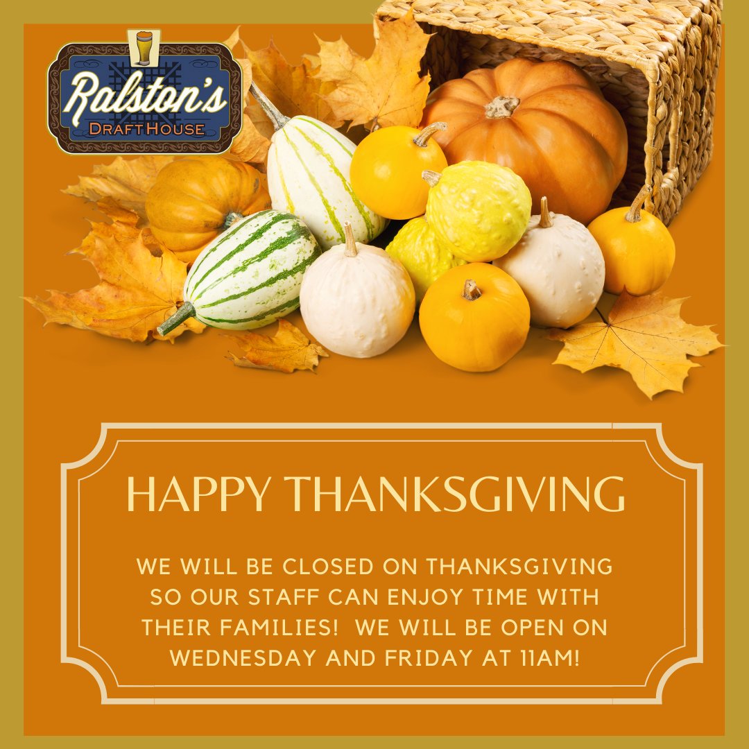 We wish you and your families a Very Happy Thanksgiving.  We will be open tomorrow and on Friday, but will be closed on Thanksgiving.