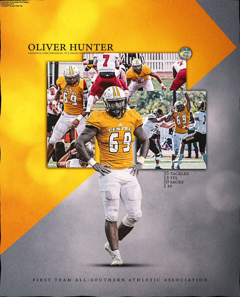 𝟭𝘀𝘁 𝗧𝗲𝗮𝗺 𝗔𝗹𝗹-𝗦𝗔𝗔
𝗢𝗹𝗶𝘃𝗲𝗿 𝗛𝘂𝗻𝘁𝗲𝗿 - 𝗗𝗟

👀 Led SAA in Sacks (10)

😤 Led SAA in TFL (14)

💥 1x SAA Defensive Player OTW/<a href="/d3football/">D3football.com</a> Team OTW selection