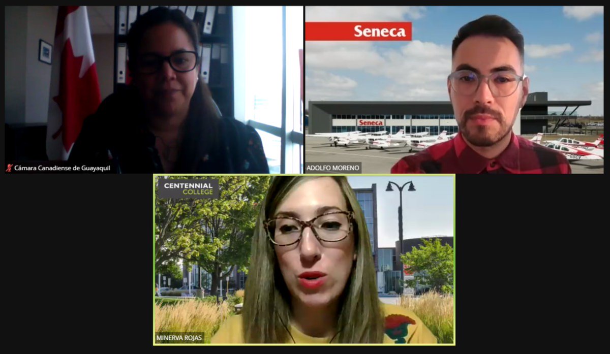 CamaraCanadiens's tweet photo. Hemos empezado con la sección de "Preguntas & Respuestas" en el ciclo de conferencias #STUDYINCANADA. A cargo de los representantes de nuestros #sociosCCECG @CentennialColle y @SenecaCollege
#Canada #Ecuador #studyabroad https://t.co/F7u9h3ejnr