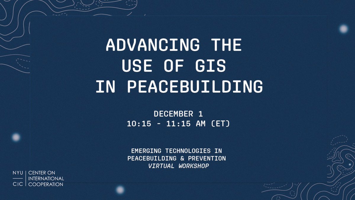 dssdglobal's tweet photo. Along with colleagues from the @afp and @Esri, DSSD will be discussing the role of #GIS in #peacebuilding at @nyucic's "Emerging Technologies in Peacebuilding Workshop."

Register: https://t.co/yE4DGpkD2L

@dutchMFA @humdata

#Data4Peace #GIS4Peace #datascience #humanitarian https://t.co/6sG2pTyupa