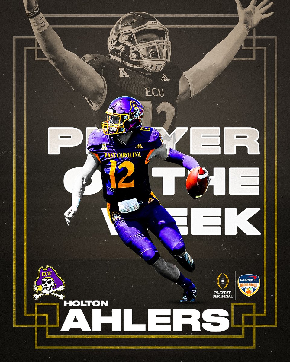 Holton Ahlers wins our Player of the Week for his electric performance last weekend ⚡️

<a href="/holtahlers12/">Holton Ahlers</a> led <a href="/ECUPiratesFB/">ECU Football</a> to a 38 - 35 win over Navy with 405 passing yards and 3 touchdowns🤞