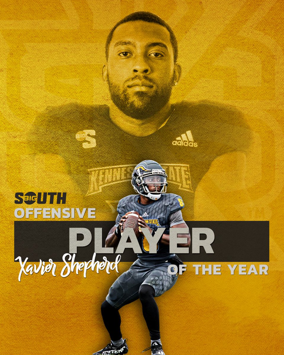 He led the NATION with 1⃣9⃣ rushing touchdowns and threw for a school-record 1⃣4⃣ touchdowns!

<a href="/kennesawstfb/">Kennesaw State Football</a>’s Xavier Shepherd is the 2021 #BigSouthFB🏈 Offensive Player of the Year!